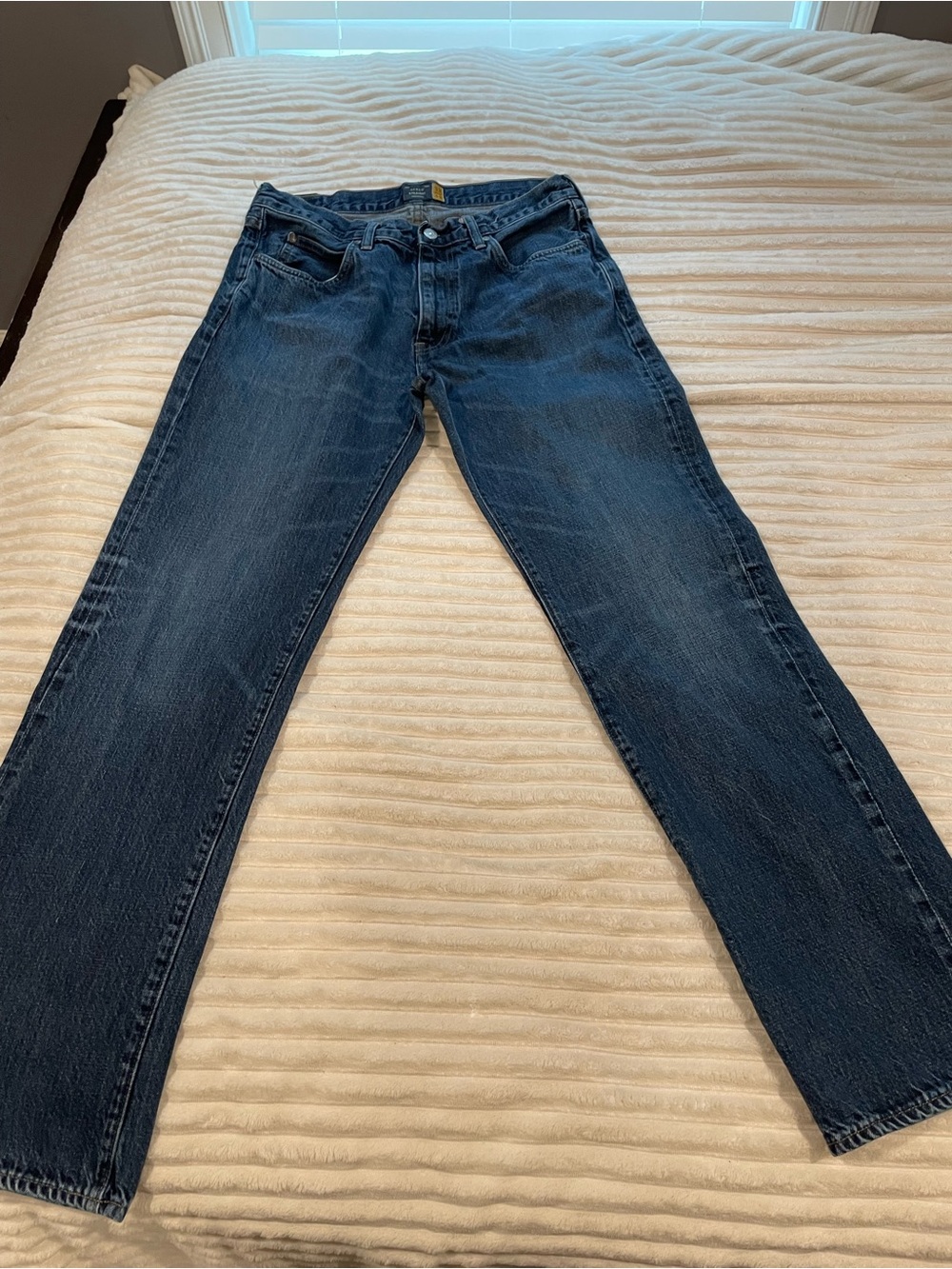J. Crew Men's Straight Jeans in Dark Blue Wash